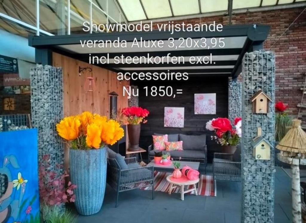 Showmodel vrijstaande veranda Aluxe 3,20x3,95, Tuin en Terras, Ophalen, Zo goed als nieuw, Veranda