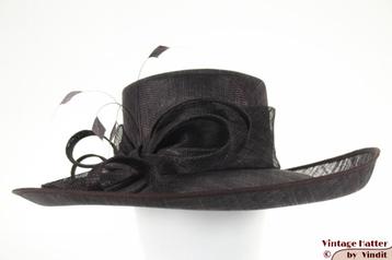 Wijde dameshoed Andrea Mode donkerbruin sisal + veren 57 new beschikbaar voor biedingen