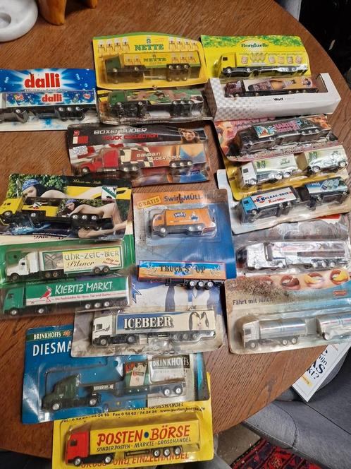 Partijtje modelauto's vrachtwagens oa Grolsch birra moretti, Hobby en Vrije tijd, Modelauto's | 1:18, Zo goed als nieuw, Overige merken