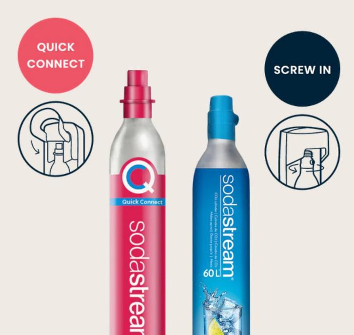 Sodastream koolzuur CO2 omruilen bijvullen blauw roze quick, Witgoed en Apparatuur, Bruiswatermachines, Nieuw, Ophalen