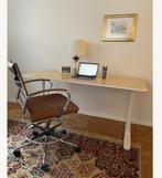 IKEA BEKANT Bureau eiken/wit 160x80, Huis en Inrichting, Bureaus, Ophalen, In hoogte verstelbaar, Gebruikt, Bureau