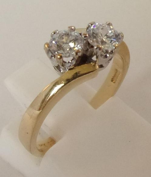 Exclusieve 14 karaat gouden damesring-verlovings-/trouwring, Sieraden, Tassen en Uiterlijk, Ringen, Zo goed als nieuw, Dame, Kleiner dan 17