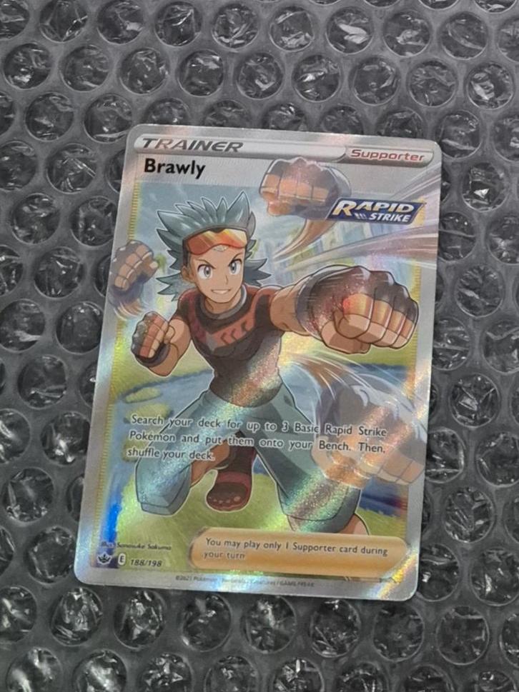 Full Art Brawly 188/198 Chilling Reign Sword & Shield, Hobby en Vrije tijd, Verzamelkaartspellen | Pokémon, Zo goed als nieuw