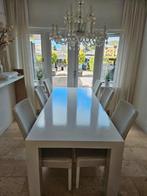 witte eethoek met 2 bijzet tafels salon tafel en tv kast, Ophalen of Verzenden, Zo goed als nieuw
