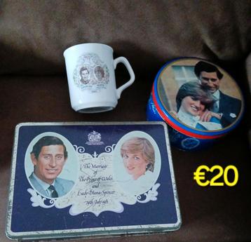 Set Koning charles en prinses diana (blik/beker) beschikbaar voor biedingen