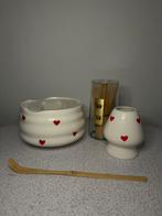 Hart Matcha Theeset 4delig Japanse Keramische Kom met Bamboe, Antiek en Kunst, Ophalen of Verzenden
