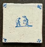 Tegel Delfts blauw, kinderspelen, 17e eeuw. Geen restauratie, Antiek en Kunst, Verzenden
