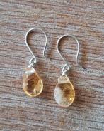 handgemaakte oorbellen echt zilver en citrien, Sieraden, Tassen en Uiterlijk, Oorbellen, Hangers, Verzenden, Geel, Nieuw