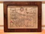 Antieke ingelijste landkaart kaart kopergravure 1629 / 1633, Gelezen, Voor 1800, Ophalen of Verzenden, Nederland