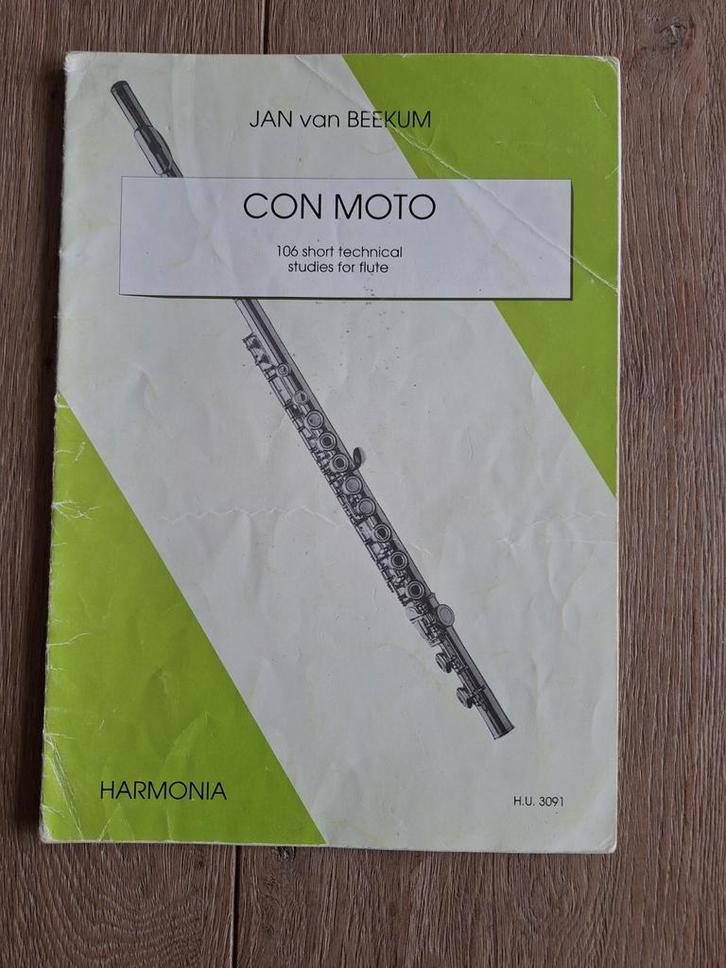 Con Moto - Fluit Etudes van Jan van Beekum, Muziek en Instrumenten, Bladmuziek, Gebruikt, Artiest of Componist, Klassiek, Dwarsfluit of Piccolo