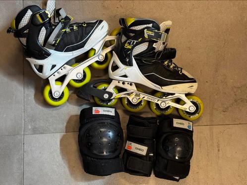 skeelers maat 35/38 met knie elleboog en pols beschermers, Sport en Fitness, Skeelers, Gebruikt, Inline skates 4 wielen, Overige merken