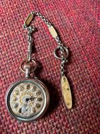 Zilver - Zakhorloge “Remontoir Cylindre 6 Roubis aan Ketting, Antiek en Kunst, Ophalen of Verzenden