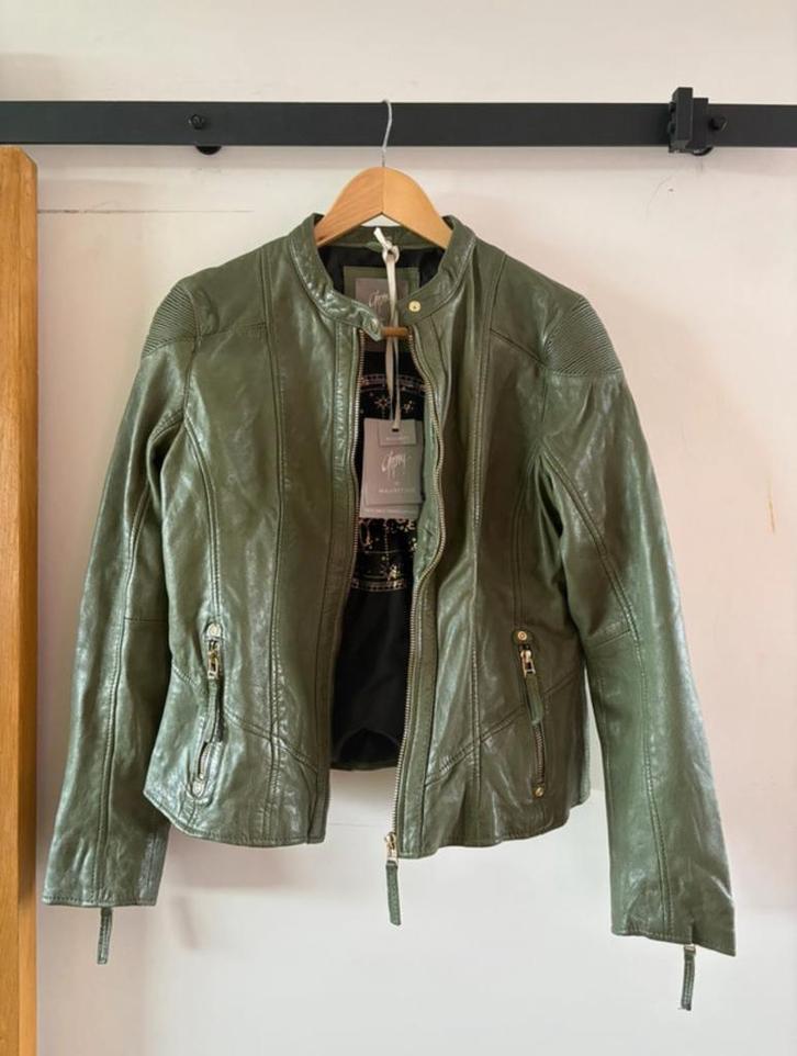 Nieuw leren jasje groen maat M, Kleding | Dames, Jassen | Winter, Nieuw, Maat 38/40 (M), Groen, Ophalen of Verzenden