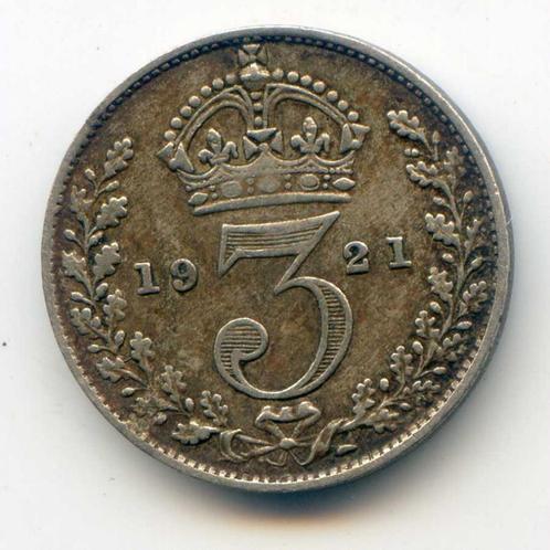 Groot-Brittannië 3 Pence 1921, Postzegels en Munten, Munten | Europa | Niet-Euromunten, Overige landen, Zilver, Ophalen of Verzenden