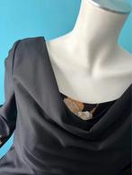 Vintage avondjurk in zwart met  bloemen maat 40, Maat 38/40 (M), Verzenden, Zwart, Vintage