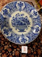 Porceleynefles delfsblauw bloemenmand bord 41 cm  nr 9, Ophalen of Verzenden