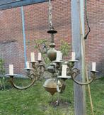 UNIEKE 5-armige, messing kroonluchter met 10 fittingen, Huis en Inrichting, Lampen | Kroonluchters, Ophalen of Verzenden, Gebruikt