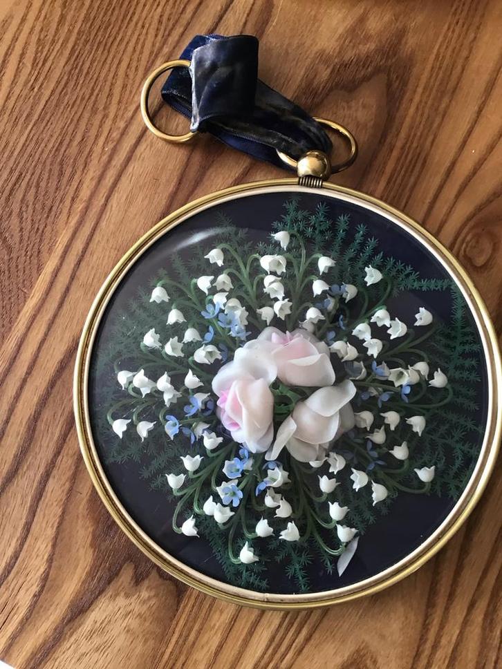 Vintage Bollijst Glas Sneeuwklokjes & Rozen, Huis en Inrichting, Woonaccessoires | Wanddecoraties, Zo goed als nieuw, Ophalen of Verzenden