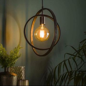 Design Hanglamp Dubbele Ring Zwart/Goud - Modern Geometrisch beschikbaar voor biedingen