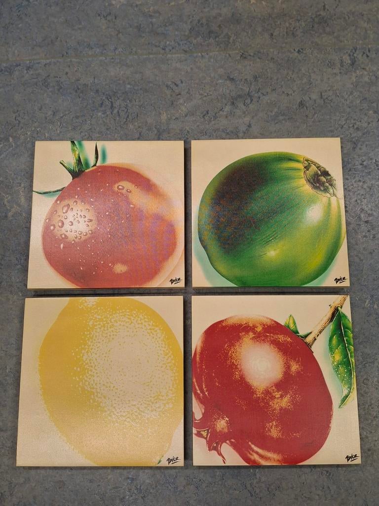 Fruit schilderijen - Set van 4, Ophalen of Verzenden, Zo goed als nieuw