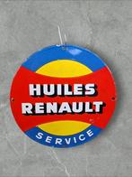 Emaille bord, bordje Huiles Renault Service🚨, Reclamebord, Gebruikt, Ophalen of Verzenden