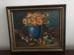 Schilderij katten met bloemen vaas C Hostens ?, Antiek en Kunst, Ophalen of Verzenden
