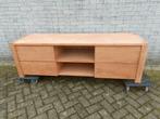 Massief teakhouten tv meubel, Huis en Inrichting, Kasten | Televisiemeubels, Ophalen, 150 tot 200 cm, Teakhout, Zo goed als nieuw