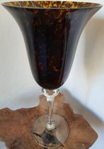 Vaas mondgeblazen glas cheetah panter uniek gaaf groot breed, Ophalen of Verzenden, Zo goed als nieuw, Glas, 50 tot 75 cm