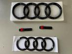 AUDI LOGO VOOR EN ACHTER SPATBORD S-LINE GLANS ZWART, Auto diversen, Ophalen of Verzenden