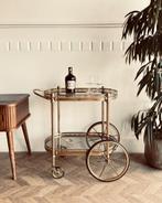 Prachtige Franse serveerwagen uit messing (1950s), Vintage - Bar Cart - Hollywood Regency - Midcentury, Ophalen of Verzenden, Maison Jansen