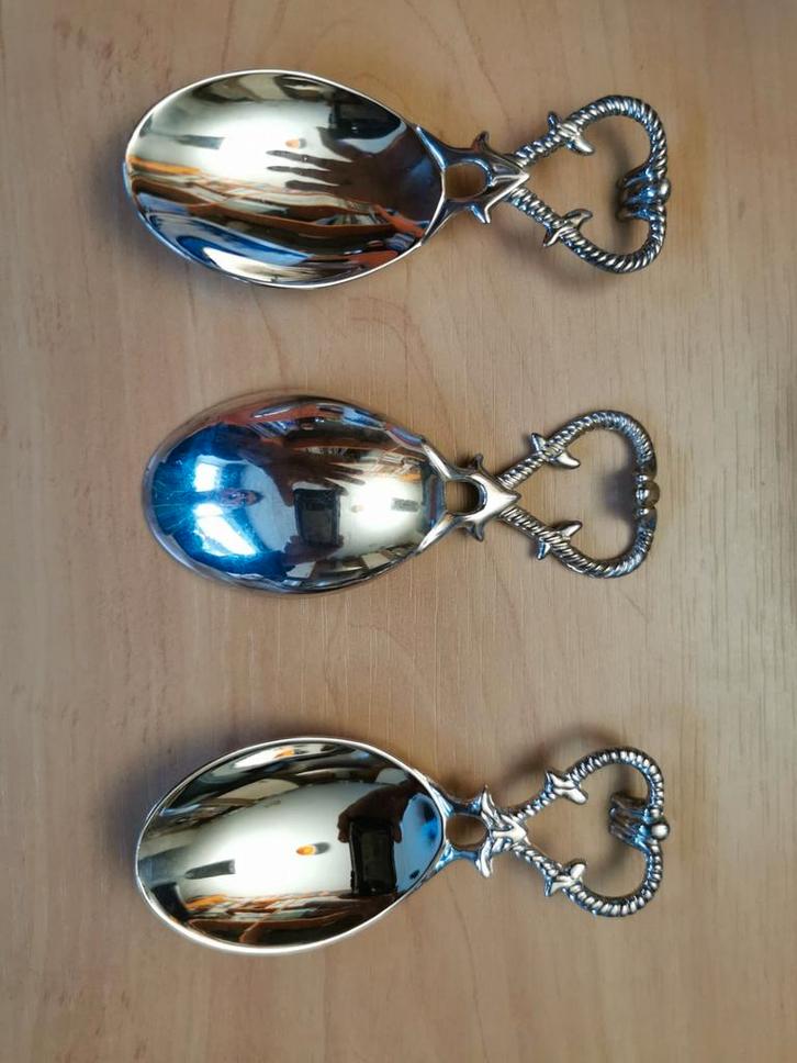 Verzilverde Amuselepels - Set van 3, Antiek en Kunst, Antiek | Bestek, Ophalen of Verzenden