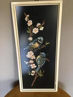 Vintage Geborduurde Wanddecoratie met Vogels & Bloemen, Minder dan 50 cm, Gebruikt, Overige typen, Ophalen of Verzenden