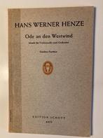 HENZE Ode an den Westwind  4423 SCHOTT Violoncello, Muziek en Instrumenten, Bladmuziek, Gebruikt, Klarinet, Klassiek, Les of Cursus