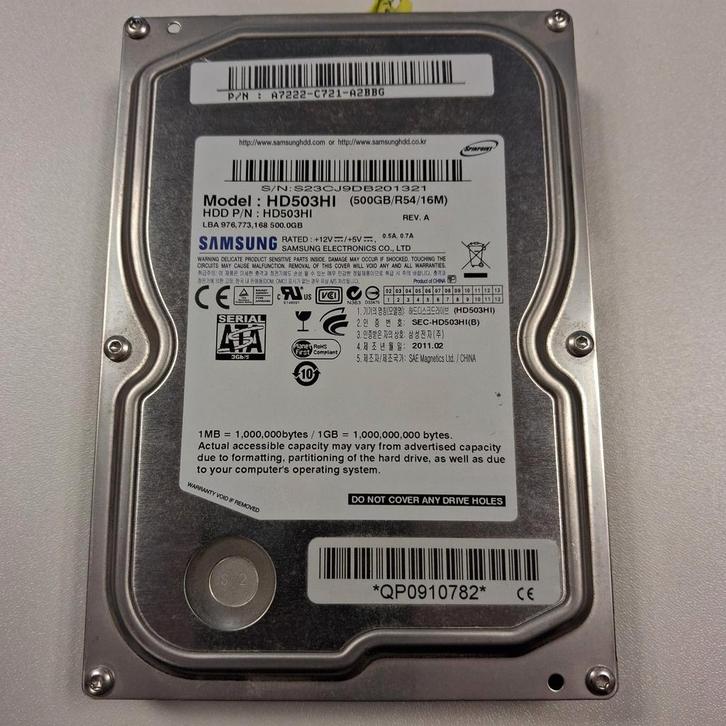 Samsung 500 GB HDD 3.5 inch, Computers en Software, Harde schijven, Zo goed als nieuw, Desktop, Intern, HDD, SATA, Ophalen of Verzenden
