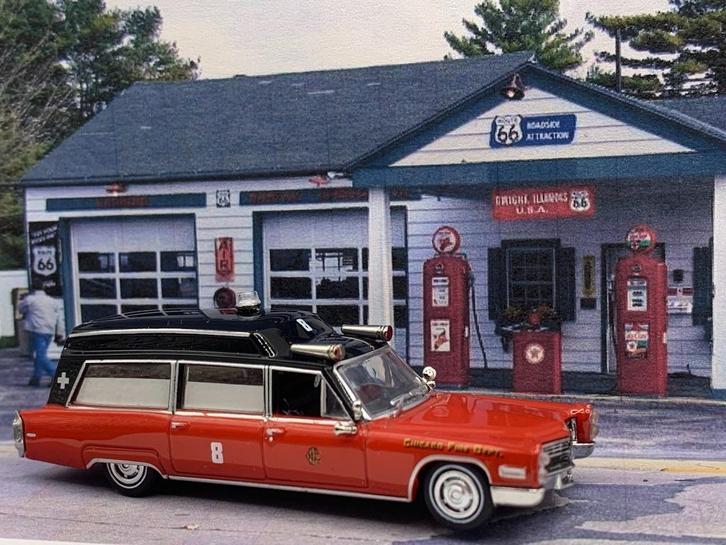 Cadillac Miller Meteor Ambulance Chicago FD, Hobby en Vrije tijd, Modelauto's | 1:87, Zo goed als nieuw, Auto, Brekina, Ophalen of Verzenden