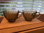 2x Arcoroc Swirl kopjes, Rookglas, Jaren '70, Vintage, Ophalen, Gebruikt, Glas, Effen