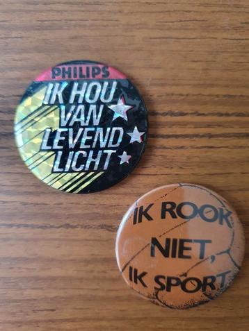 Retro vintage buttons speldjes Ik rook niet, Philips  beschikbaar voor biedingen