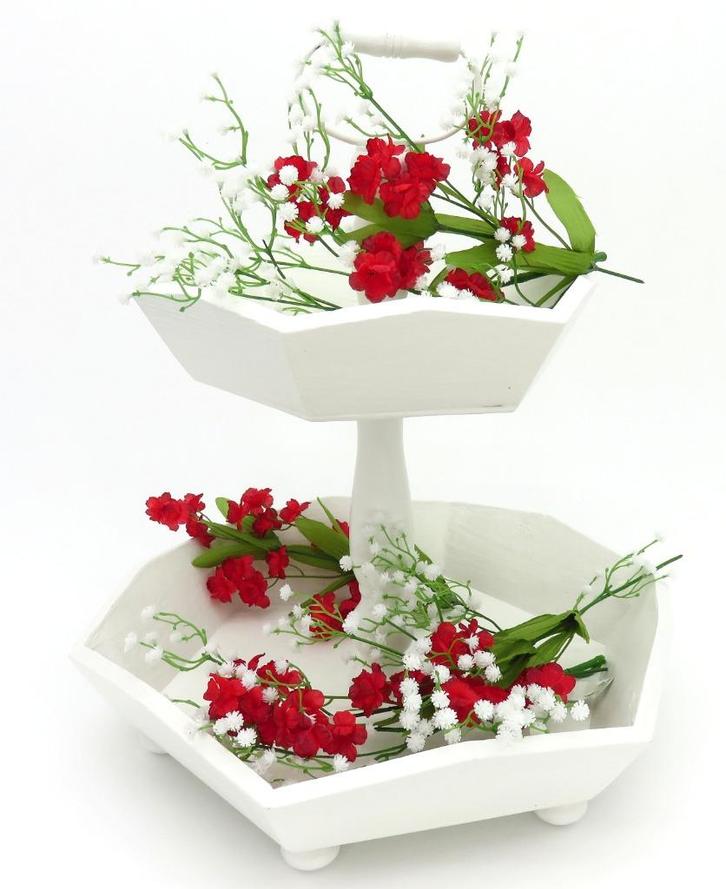 Prachtige witte 2 etage hout display voor o.a. bedankjes., Hobby en Vrije tijd, Feestartikelen, Nieuw, Versiering, Geboorte of Huwelijk