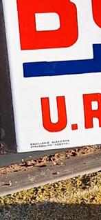 Vintage dubbelzijdig emaille reclamebord van Butagaz., Reclamebord, Gebruikt, ., Ophalen of Verzenden