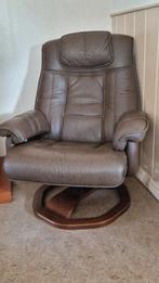 Lederen Relaxfauteuil met Draaivoet, Huis en Inrichting, Fauteuils, Ophalen, Gebruikt, 75 tot 100 cm, Modern