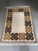 Vintage wollen vloerkleed Röllakan gesigneerd SH Svensk ..., Huis en Inrichting, Stoffering | Tapijten en Kleden, Scandinavisch design, handgeweven vloerkleed