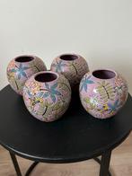 Set van 4 decoratieve vazen, Gebruikt, Overige kleuren, Aardewerk of Porselein, Ophalen of Verzenden