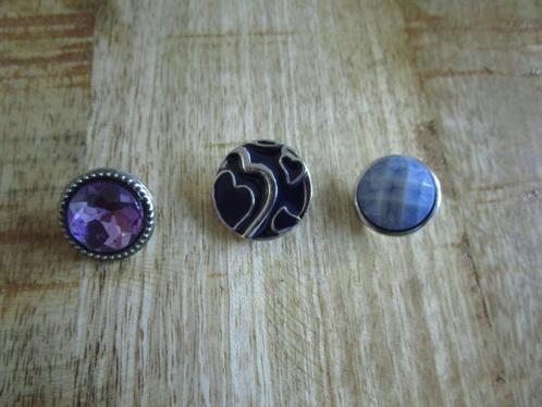 3x chunk / click button - paarstinten - past op Noosa, Sieraden, Tassen en Uiterlijk, Armbanden, Zo goed als nieuw, Paars, Ophalen of Verzenden