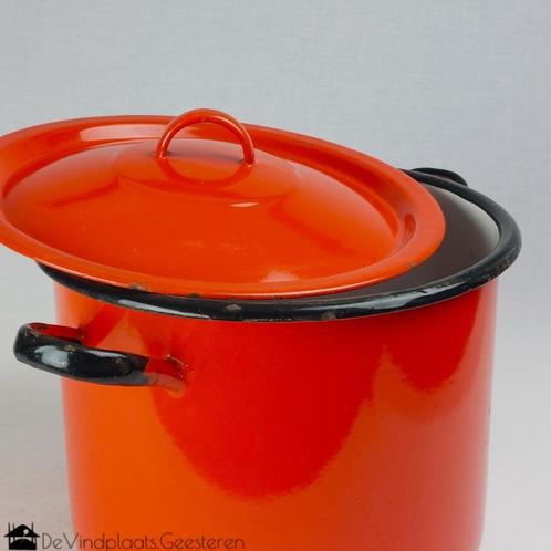 Nostalgische rood emaille hoge pan, Antiek en Kunst, Antiek | Emaille, Ophalen of Verzenden
