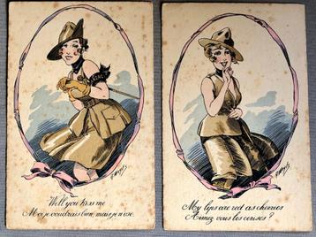 2 Pinup-Ansichtkaarten v. ANZAC-soldate, Eerste Wereldoorlog beschikbaar voor biedingen