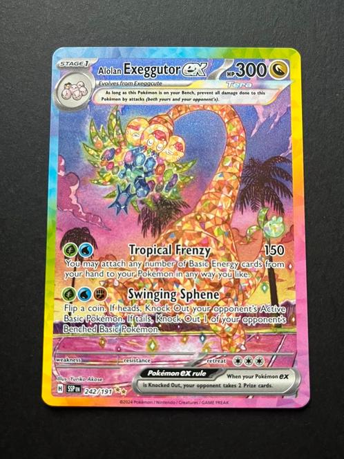 Pokémon kaart Alolan exeggutor 242/191 surging sparks, Hobby en Vrije tijd, Verzamelkaartspellen | Pokémon, Zo goed als nieuw