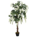 Kunstplant kunstboom wisteria 80 cm groen wit GRATIS BEZORGD, Verzenden, Nieuw, Binnen