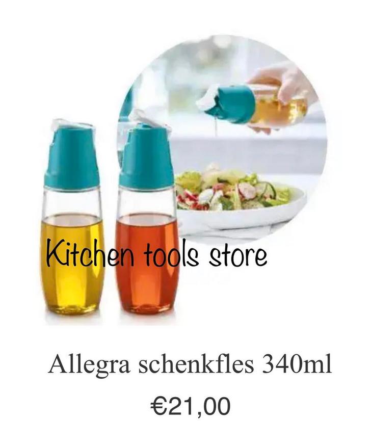tupperware allegra schenkfles oliefles 330ml turquoise kleur, Huis en Inrichting, Keuken | Tupperware, Nieuw, Overige typen, Ophalen of Verzenden