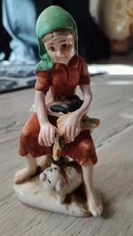 Vintage Keramiek Beeldje Vrouw met Schaap, Ophalen of Verzenden