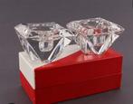 Set van 2 prachtige vintage kandelaars van kristal, Ophalen of Verzenden, Kristal